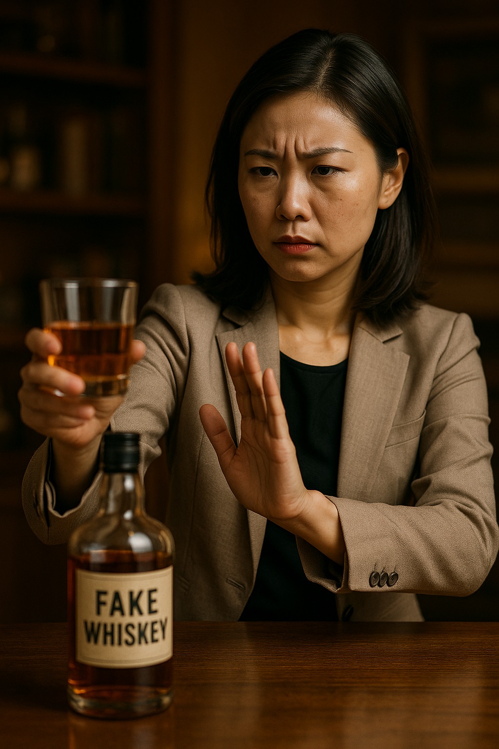 拒絕喝假酒的女性
